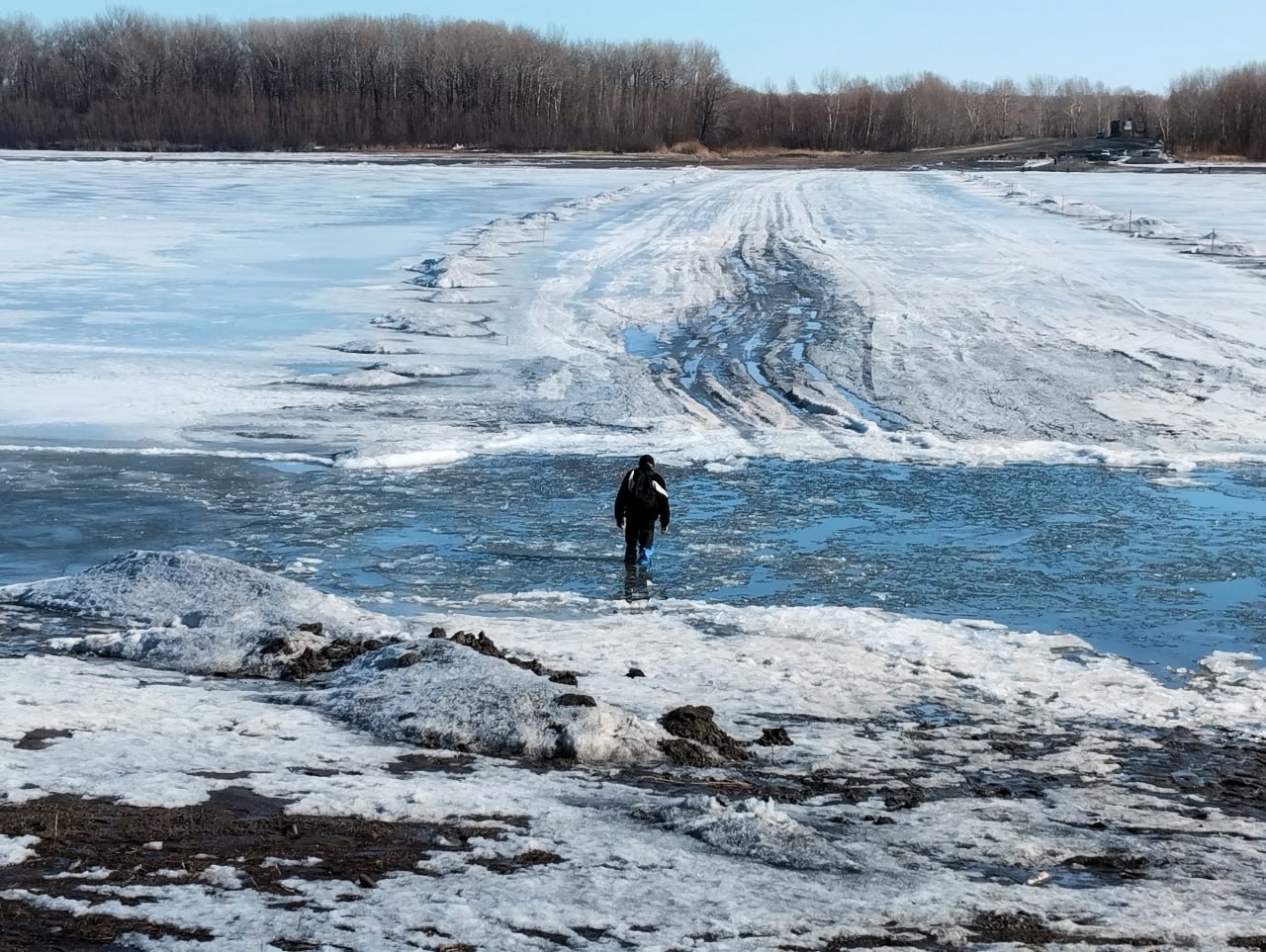 пеший проход через Обь